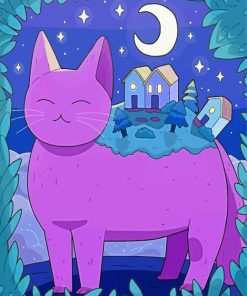 Fantasy Purple Cat Diamond Paintings