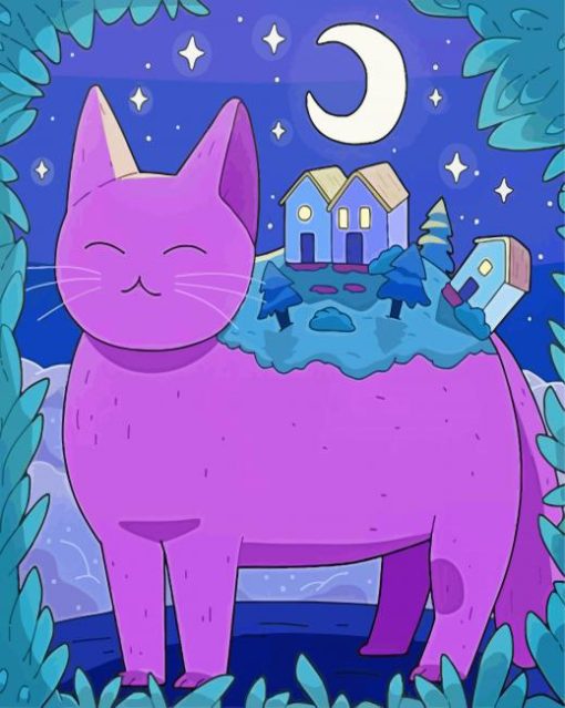 Fantasy Purple Cat Diamond Paintings