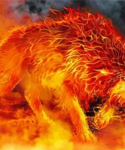 Fantasy Fire Wolf Diamond Paintings