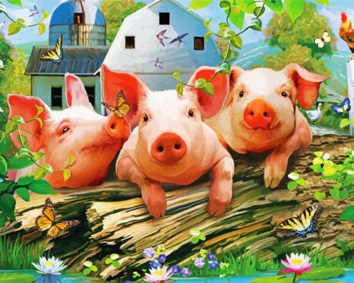 Farm Pigs Diamond Paintings