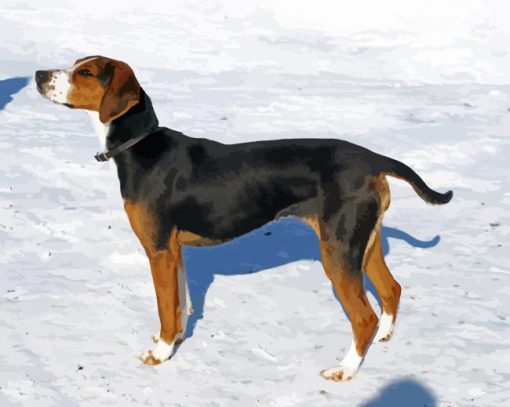 Finnish Hound Dog In Snow Diamond Paintings