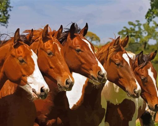 Five Horses Diamond Paintings