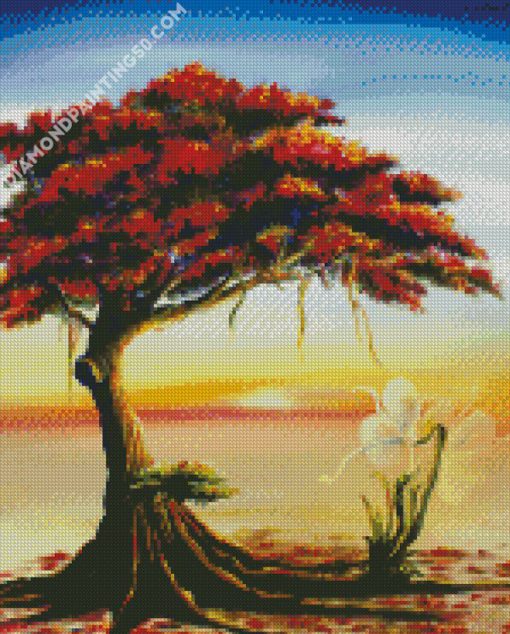 Flamboyan Tree Art diamond painting