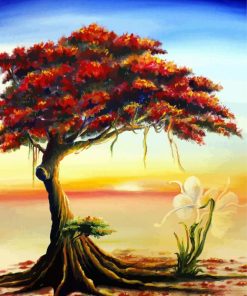 Flamboyan Tree Art diamond painting