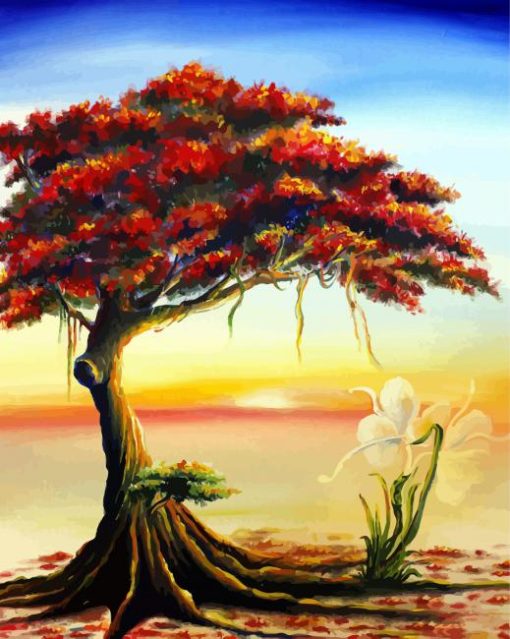 Flamboyan Tree Art diamond painting