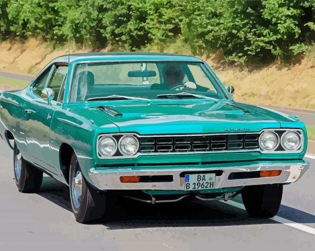 Green Plymouth Roadrunner Diamond Painting