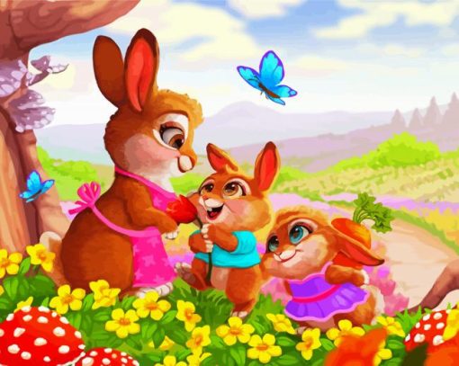 Happy Bunnies Family Diamond Paintings