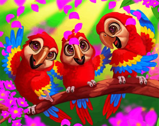 Happy Parrots Diamond Paintings