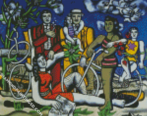 Leger Leisures On Red Bottom Diamond Paintings