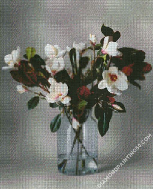 Magnolia Glass Vase diamond painting