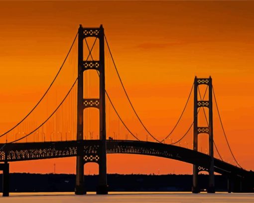 Michigan Mackinac Bridge At Sunsets diamond painting