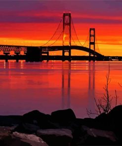 Michigan Mackinac Bridge Sunset diamond painting