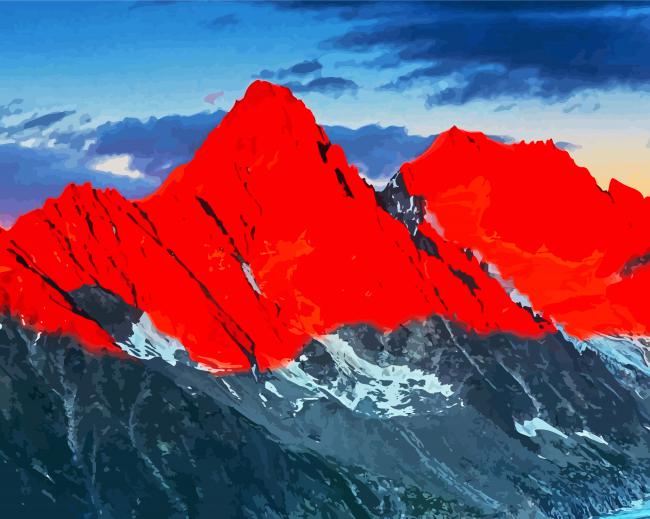 Red Mountains Sunset Diamond Paintings