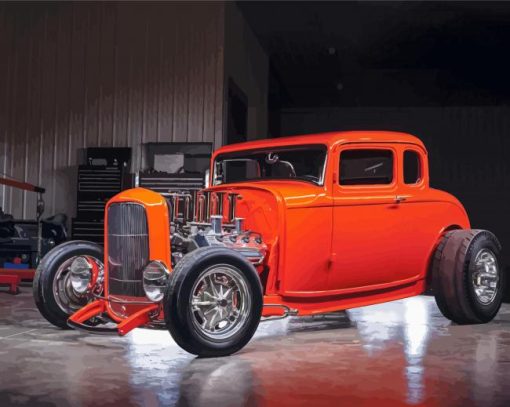 Orange 32 Ford Coupe Diamond Paintings