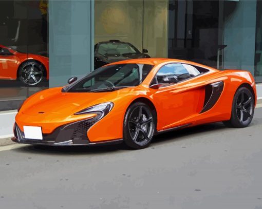 Orange Mclaren Car Diamond Paintings