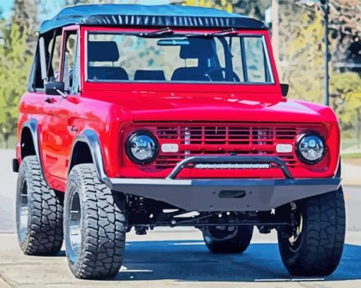 Red Ford Bronco Car Diamond Paintings