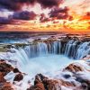 Red Sunset Canary Islands Waterfall Diamond Painting