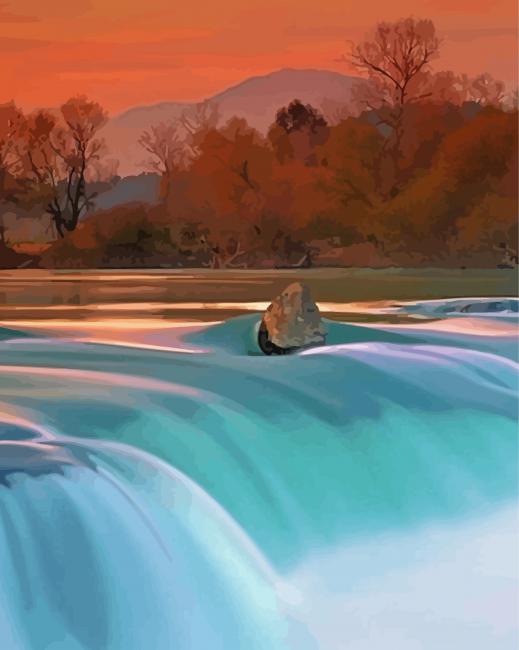 Sunset Over Manavgat Falls Diamond Painting