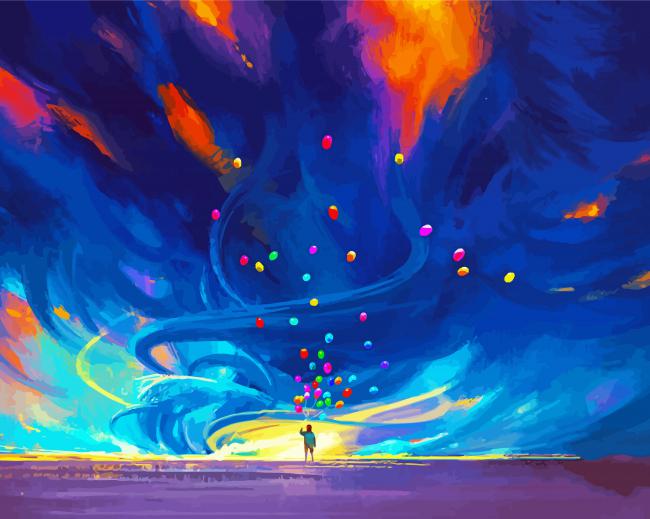 Tornado And Balloons Diamond Painting