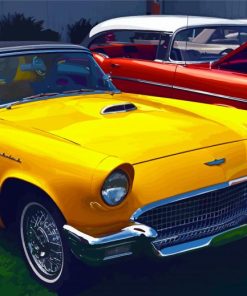 Yellow And Red Thunderbird Cars Diamond Paintings