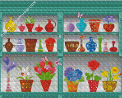 Flowers In A Cup Board Diamond Paintings