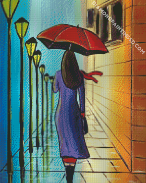 Lady Umbrella Diamond Paintings