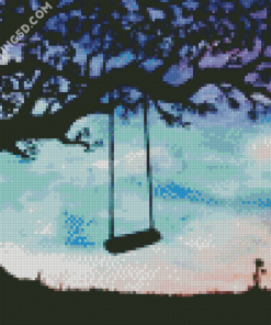 Tree Swing Silhouette Diamond Paintings