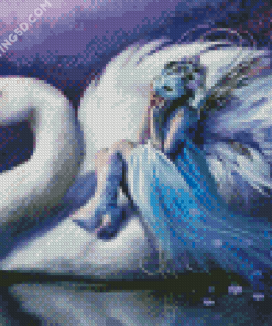 Woman And Swan Diamond Paintings