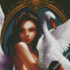 Aesthetic Woman And Swan Illustration Diamond Paintings