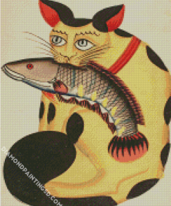 Aesthetic Cat With Fish Diamond Paintings