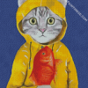 Cat With Fish Diamond Paintings