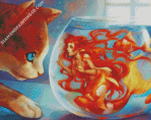 Cat With Mermaid Diamond Paintings