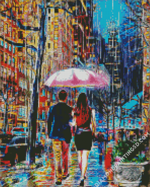 Cool Couple Rain Diamond Paintings