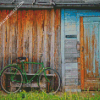 Green Bicycle By Door Diamond Paintings