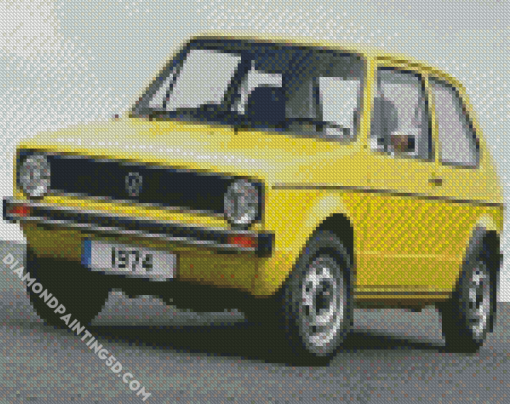 Yellow Vw Golf Car Diamond Paintings