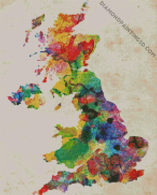 Colorful England Map Diamond Paintings