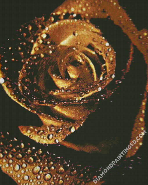 Golden Rose Rain Drops Diamond Paintings