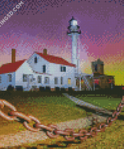 Northern Lights Whtefish Point Lighthouse Diamond Paintings