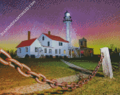 Northern Lights Whtefish Point Lighthouse Diamond Paintings