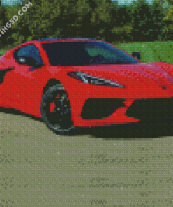 Red Corvette Stingray Diamond Paintings