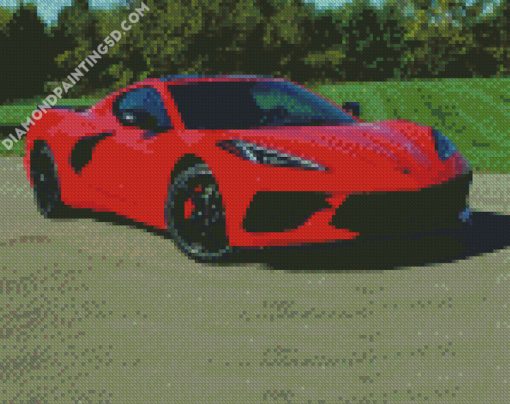 Red Corvette Stingray Diamond Paintings