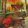 Rocking Chair With Red Mums Diamond Paintings