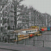 Amsterdam Colorful Barges Diamond Paintings