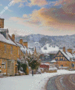 English Village In Winter Diamond Paintings