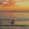 Kids Playing On Beach Diamond Paintings