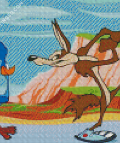 Roadrunner And Coyote Diamond Paintings