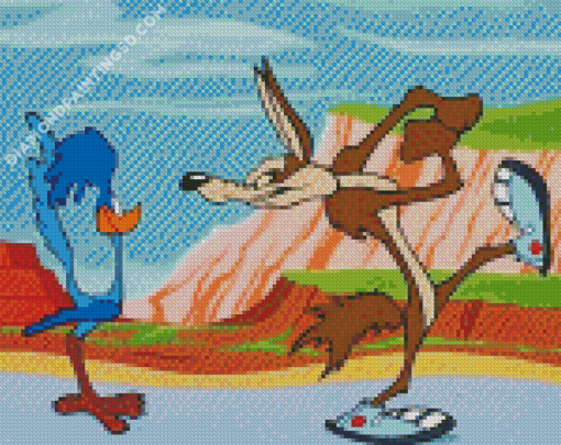 Roadrunner And Coyote Diamond Paintings