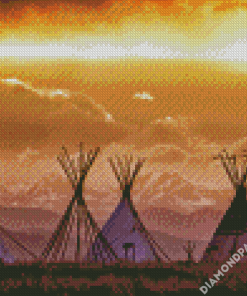 Teepees Sunset Diamond Paintings