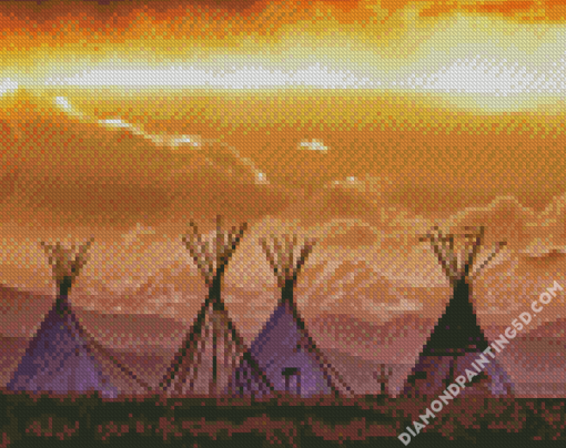 Teepees Sunset Diamond Paintings