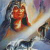 Wolves And Native Indians Diamond Paintings